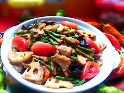 鲍汁藕片炒豆角