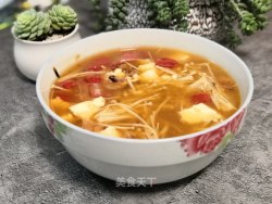 嫩豆腐金针菇汤