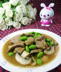 毛豆蘑菇炒猪肝