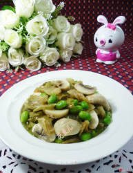 榨菜鲜蘑菇炒毛豆