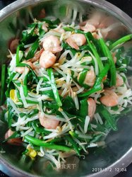 豆芽韭菜炒河虾