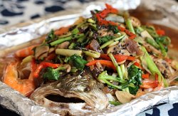 蔬菜烤鱼虾