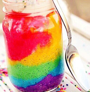 彩虹冰淇淋＋奶油＋糖果针
