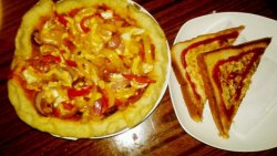 电饼铛版培根香肠披萨
