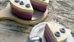 【免烤蛋糕】蓝莓渐变冻芝士蛋糕蓝莓慕斯