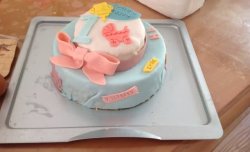 娃周岁的翻糖生日蛋糕