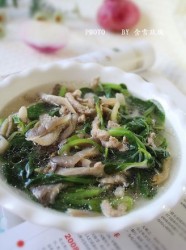 青菜肉丝平菇汤