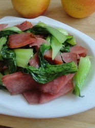 火腿炒菜心