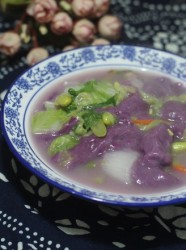 青菜紫薯汤糕