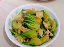 油菜心炒鸡柳