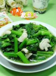 蘑菇炒油菜苔