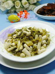 雪菜炒海鲜菇