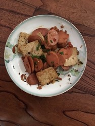 蒜末火腿炒豆腐