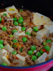 青豆肉末豆腐煲