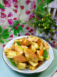 虾仁炒发面饼