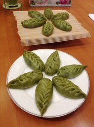 豆沙馅柳叶蒸饺
