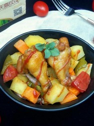 黑椒彩蔬烤鸡腿