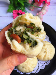 小白菜粉条腊肠包#早餐#