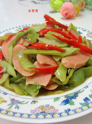 火腿炒扁豆