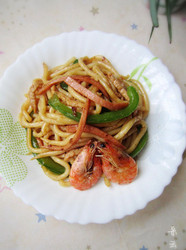 三丝鲜虾炒乌冬