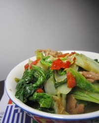 剁椒葱香小白菜炒肉片