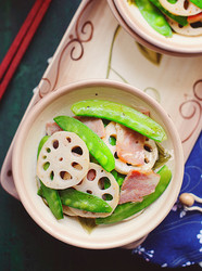 藕片培根炒豆荚