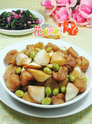 毛豆茭白煮小油豆腐