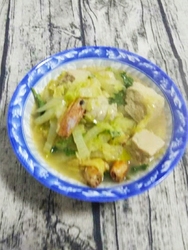 虾油白菜炖冻豆腐