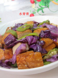 紫甘蓝炒卤豆干
