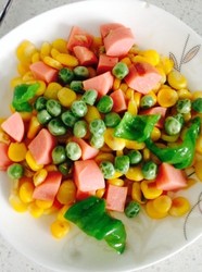 青椒火腿炒豌豆玉米