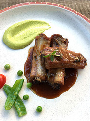 原味烤排骨佐豌豆泥