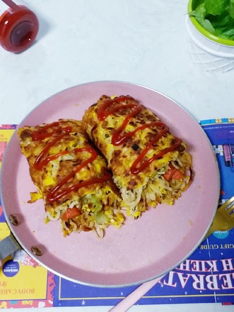 香煎泡面鸡蛋饼#中卓牛骨高汤面#