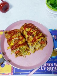 香煎泡面鸡蛋饼#中卓牛骨高汤面#