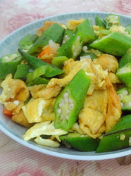 鸡蛋素炒秋葵