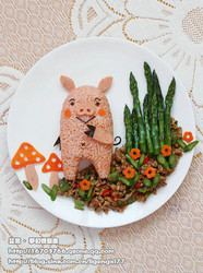 林中小猪餐盘画