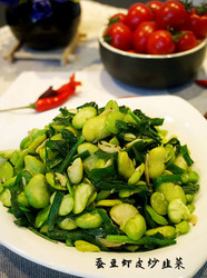 蚕豆虾皮炒韭菜